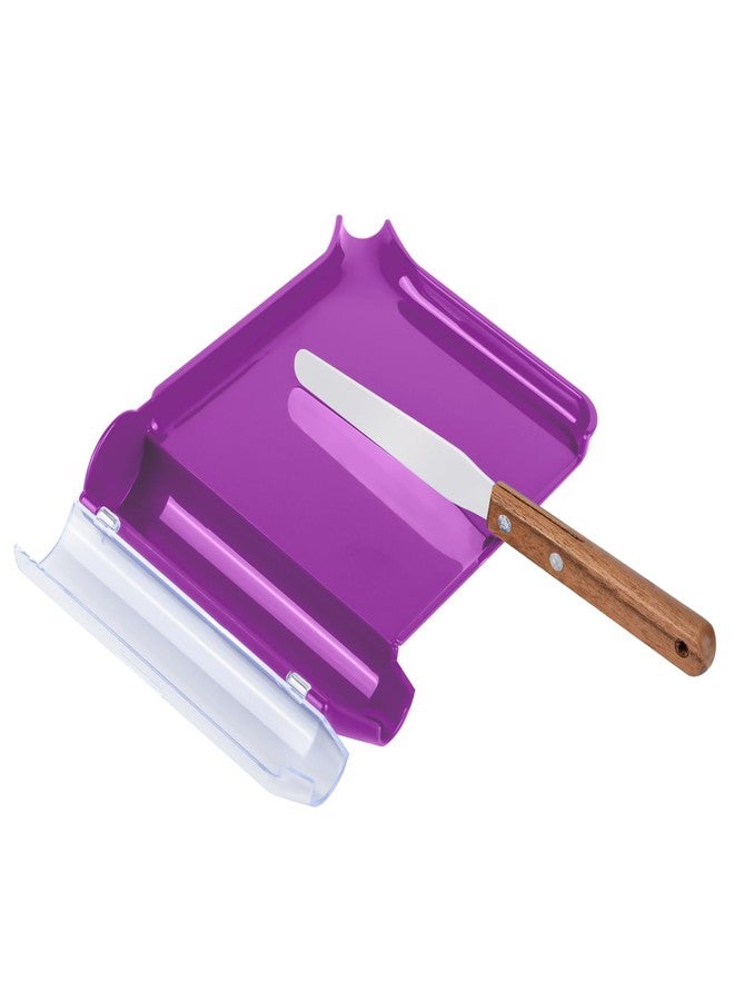 Medarchitect Right Hand Pill Counting Tray with Spatula (Purple - Wood Handle) - Image 1